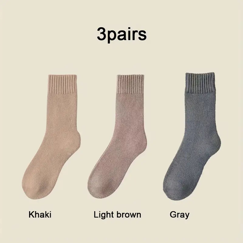 Women's Warm Thermal Socks Khaki , Light brown and gray