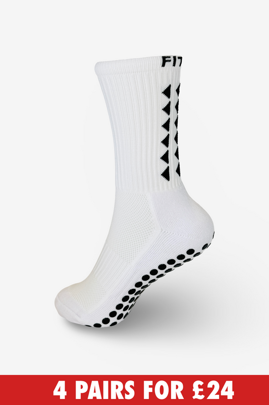 Anti-Slip Premium Grip Socks for Football - White